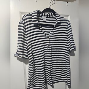 Chico Navy and White Striped Women's Top ⚓